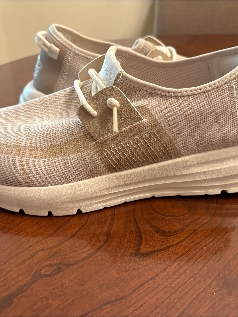 Women’s Hey Dude Light Beige Knit Slip-On Walking Shoes - Women's Casual Comfort